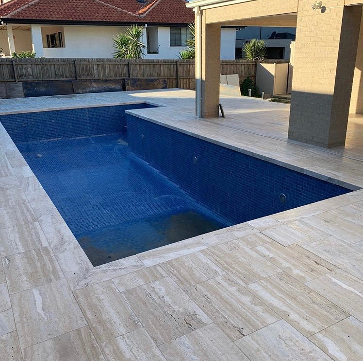 Pool Coper Travertine Sienna Tumbled Dropface Coper 610x406x30/80mm 2nds