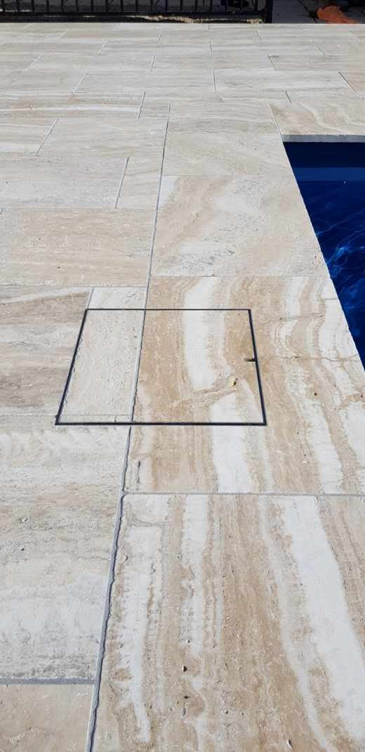 Pool Coper Travertine Sienna Tumbled Dropface Coper 610x406x30/80mm 2nds